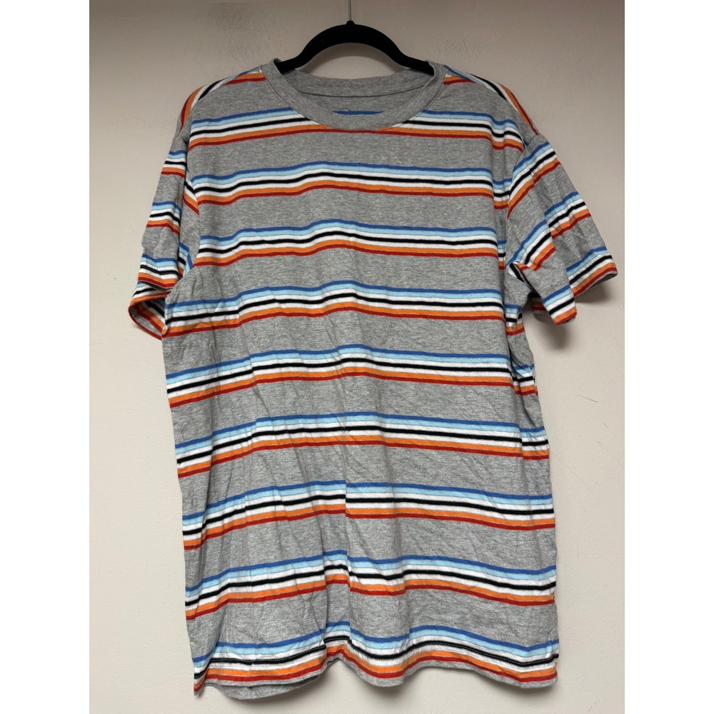 Original Use Mens Gray Multi Stripe Crew Neck T Shirt Size‎ L